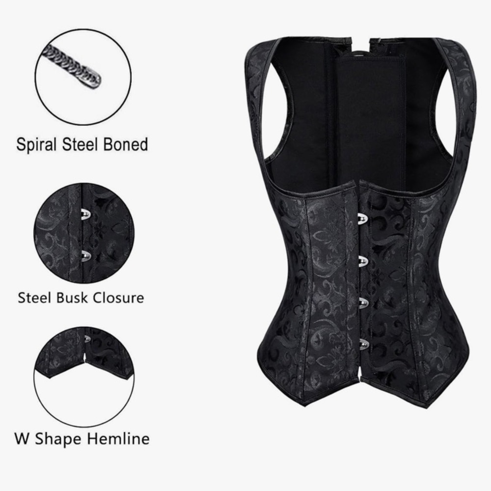 CHARMIAN NWT BROCADE CORSET WAIST CINCHER UNDER BUST VEST W/ PANTIES TIE… - Picture 3 of 10